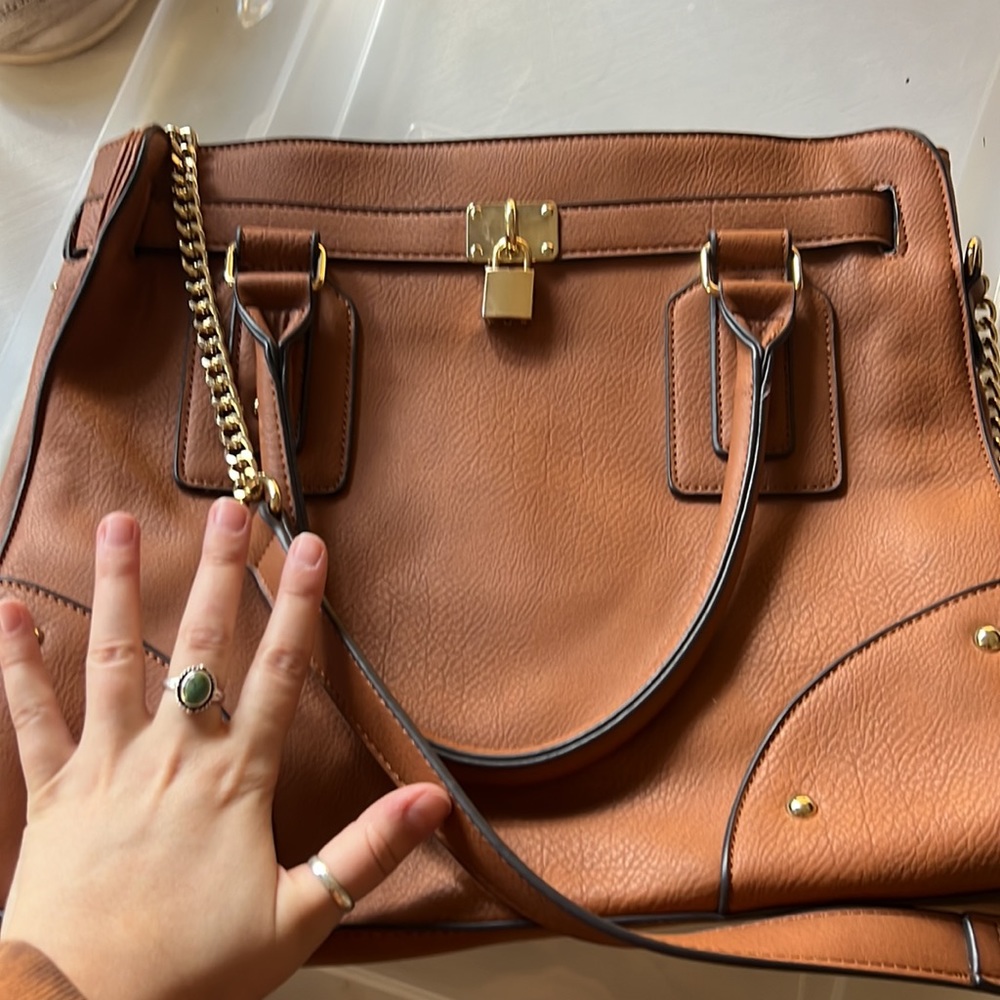Large Faux Leather JustFab Purse with Gold Hardware - Picture 5 of 5